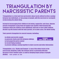 a poster with the words trangulation by narcissistic parents