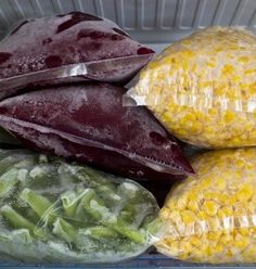 corn, lettuce and other vegetables in a plastic container