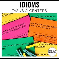 there are many different types of idoms on this page to help students learn how to use them