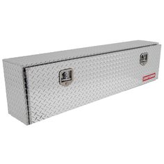 an aluminum tool box with the lid closed