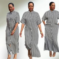 Stripes Button Down Shirt Dress Long Outfit, Shirt Dress Long, Button Down Shirt Dress, African Fashion Modern, Stripe Dress, Long Shirt Dress, Boutique Dresses, Striped Dress, African Fashion