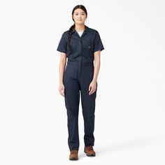 Womens Cooling Short Sleeve Coveralls, Dark Navy Dickies Short Sleeve Coverall, Dickies Coveralls, Drowsy Chaperone, Closet Desk, Woman Mechanic, Must Have Clothes, Honda Cub, Street Clothes, Dickies Women