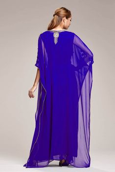 Wedding V-neck Kaftan With Dabka, Floor-length Evening Kaftan For Eid, Blue Bollywood Style Kaftan For Parties, Bollywood Style Blue Kaftan For Parties, Floor-length Evening Thobe For Eid, Bollywood Style Kaftan For Eid Evening, Evening Floor-length Thobe For Eid, Blue Dabka Embellished Gown, Evening Long Kaftan With Dabka Detail