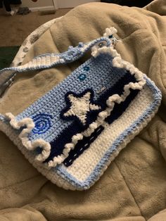 blue kpop kindie white wave to earth Star Crochet Pattern Bag, Crochet Bag Star, Star Bag Crochet Pattern, Messager Bags Crochet, Crochet Star Bag Y2k, Crochet Bag Y2k, Crochet Messenger Bag