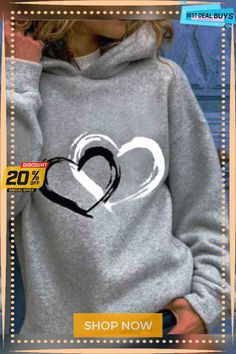 Love Printed Long Sleeve Cotton-blend Hoodie Shift Sweatshirt Dresses Pants, Printed Sleeves, Grey Sweatshirt, Casual Sweatshirt, Sleeve Cotton, Latest Fashion Trends, Sweatshirts Women, Hooded Sweatshirts, Daily Wear