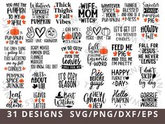 31 designs svg / png / dxf files for silhouettes and cricut