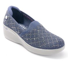 Shine on in fashionable flair with these stylish slip-on wedges. Sparkly rhinestone embellishments add a little razzle dazzle, bringing a touch of glam to your everyday look. From Martha Stewart x Skechers. Razzle Dazzle, Rhinestone Embellishments, Shine On, Martha Stewart, Everyday Look, Fashion Shoes, Embellishments, Oxford, Wedges