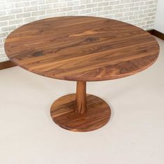 round walnut pedestal table Small Pedestal Table, Round Table Small, Round Pedestal Table, Pedestal Tables, Small Round Table, Conference Room Tables, Hardwood Table, Big Table, Table Extension