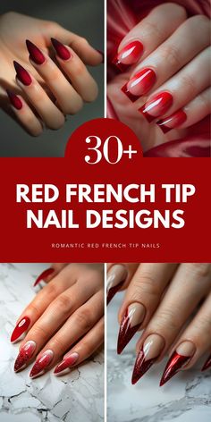 Discover a curated collection of over 30 red French tip nail designs for 2025. From dark and short styles to intricate designs featuring tortoise shell and cheetah print, find inspiration for every occasion. Save this pin to your "Nail Art" board and visit the article for more ideas. Long Almond Nails, Glitter French Tips, Gold Nail Art, White French Tip, Black Nail Art, Short Coffin Nails, Nail Design Inspiration, Lines On Nails, Red Nail Polish