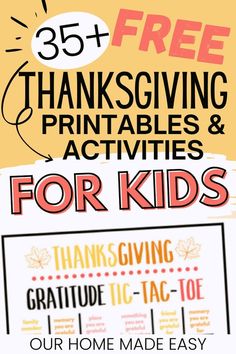 the thanksgiving printables and activities for kids