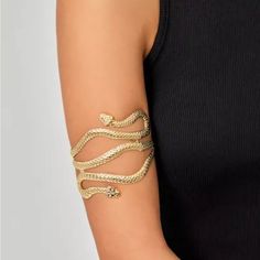 Gold Tone Snake Bracelet For Upper Arm. Brand New. Similar To Zara. (Halloween, Costume, Cleopatra) Gold Metal Jewelry For Costume Party, Gold Jewelry For Costume Party, Gold Halloween Party Jewelry, Adjustable Gold Jewelry For Halloween, Elegant Adjustable Jewelry For Costume Party, Bohemian Jewelry For Halloween Party, Bohemian Halloween Party Jewelry, Trendy Snake-shaped Jewelry For Parties, Trendy Snake-shaped Party Jewelry