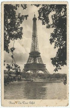 an old photo of the eiffel tower in paris