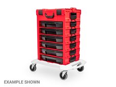 a red tool cart with black drawers and wheels on an isolated white background 3d rendering