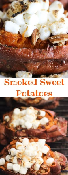 sweet potatoes are topped with marshmallows and toasted on the grill for an easy, delicious appetizer