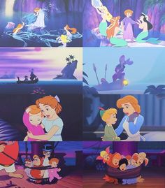 there are many pictures of disney characters in this scene, including the princess and the frog