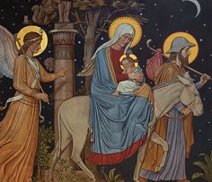 the nativity scene is depicted in this painting