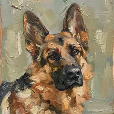 an oil painting of a dog's head