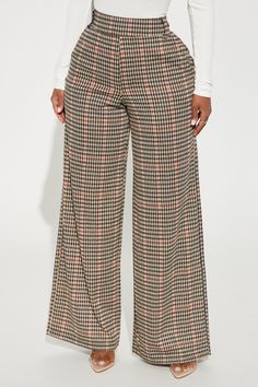 Available In Brown/combo. Trouser Pant High Rise Elastic Waistband Belt Loops Hand Pockets Wide Leg Houndstooth Print Stretch 81.5% Polyester 18.5% Rayon Imported | Fancy Pants Houndstooth Trouser in Brown size 1X by Fashion Nova Lululemon Tops, Fancy Pants, Bralette Tops, Bottom Clothes, Trouser Pants, Fashion Sense, Bottoms Pants, Fashion Nova, Wide Leg