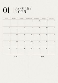 a white calendar with the word january in black on it's front and side