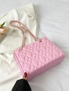 Pink Mini Bag, Trending Heels, Pink Vibes, Bags Aesthetic, Pink Purse, Pink Mini, Quilted Bag, Cute Bags