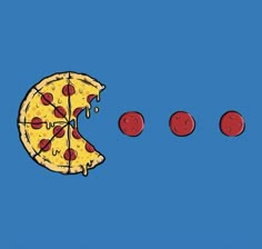 a drawing of a slice of pizza falling into the air