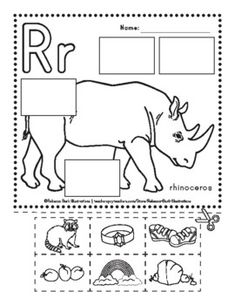 an animal worksheet with the letter r