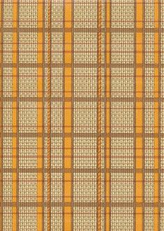 an orange and brown plaid pattern on fabric