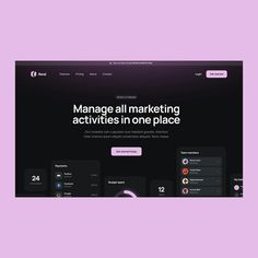 an image of a website page with the words manage all marketing activities in one place