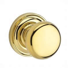 Passage set. Round knob with traditional round rose. Solid forged brass. Baldwin Lifetime Brass Interior Hall/Closet Passage Door Knob in Gold | PSROUTRR003 Closet Door Knobs, Baldwin Door Hardware, Baldwin Hardware, Brass Interior, Privacy Door, Brass Bed, Hall Closet, Door Accessories, Door Knob