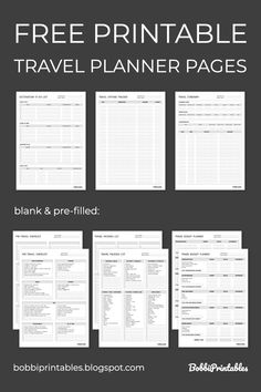 the free printable travel planner pages