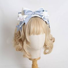 Option: Bow Lace plaid Handmade bear headband. Cinnamoroll Headband, Bear Headband, Pink Academia, Vtuber Model, Cute School Stationary, Kawaii Diy, Cosplay Hair, Lace Headbands, Diy Headband