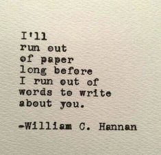 an old typewriter with the words william c hannah written in black ink on white paper