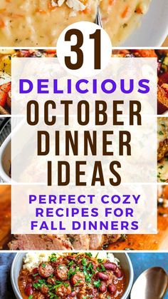 delicious dinner ideas that are perfect for fall and winter meals, including soups, casseroles, baked goods, and appetizers