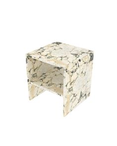 a white and black marble side table