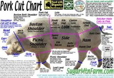 the pork cut chart is shown with different cuts