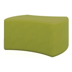 an image of a green ottoman that is in the shape of a curved bench or seat