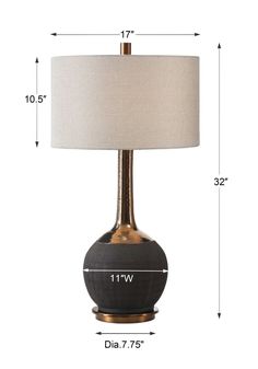 an image of a table lamp with measurements