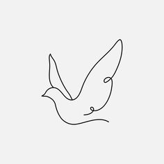 a single line drawing of a bird flying