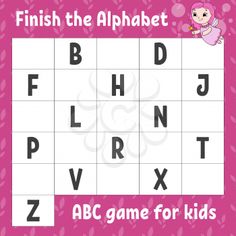 a pink and white alphabet game for kids