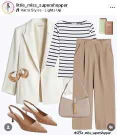 Chic Beige Blazer With Buttons, Beige Waistcoat Outfit, Beige High-waisted Pants For Office Wear, H&m Beige Bottoms For Workwear, Beige High-waisted Business Casual Pants, Chic Beige H&m Outerwear, Beige Waistcoat, Hair Fertilizer, Casual Elegant Outfits