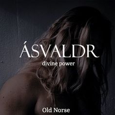 a man with long hair standing in front of a wall and the words asvaldr above him