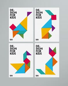 four posters with different colors and shapes for children's art project, de sign for kids