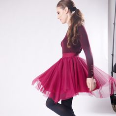 The Mini Skirt Is A Skater-Skirt Mini Style. Wear It With An Embellished Top And With Heels For A Night Out, And With Flat Sandals Or Sneakers For A More Casual Look. The Mini Cherry Red Tulle Skirt Is Above Knee Length, 19inches/50cm From The Waist Down. It’s Double Layered For Extra Volume & The Bodice Is Made Of Stretchy Crochet To Enable A Perfect Fit. Red Skirted Party Dress, Red Skirt For Party In Fall, Red Skirt For Fall Party, Red Full Skirt Bottoms For Fall, Relaxed Tulle Skirt For Fall, Red Party Skirt For Fall, Elegant Burgundy Skirt For Spring, Red Mini Skirt For Party In Winter, Red Stretch Skirt For Fall