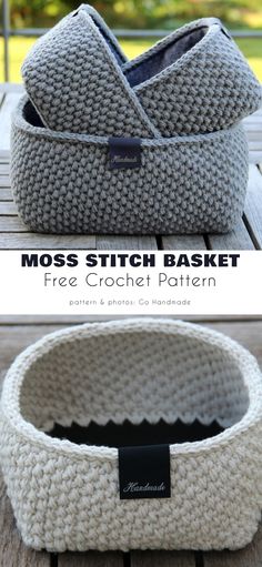 the crochet basket is made from two different types of yarn