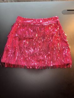 Sequin Fringe, Mini Skirt In Hot Pink ￼ medium | eBay Sparkly Pink Mini Skirt, Hot Pink Sparkly Top, Pink Sequin Mini Skirt Outfit, Hot Pink Skirts, Sequin Mini Skirt Outfit, Shakira Style, Fringe Mini Skirt, Hot Pink Skirt, Sparkly Skirt