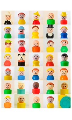 many different colored legos with faces on them