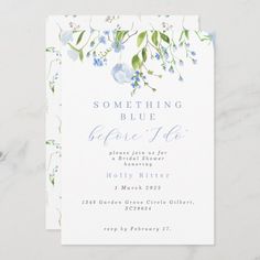 Something Blue Before I Do Floral Bridal Shower Invitation | Zazzle