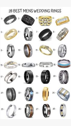 different types of wedding rings for men and women with the words 28 best mens wedding rings