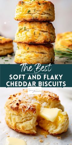 the best soft and flaky cheddar biscuits with butter on top are so good