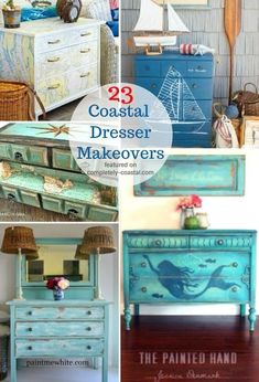 coastal dresser makeovers that are painted in different colors